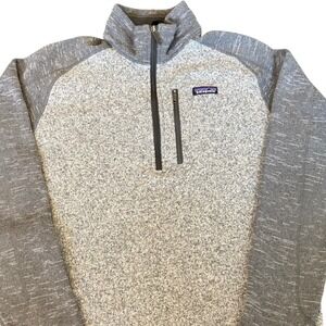 Patagonia Better Sweater 1/4 Zip Fleece Pullover Mens Grey Two Tone Midweight L